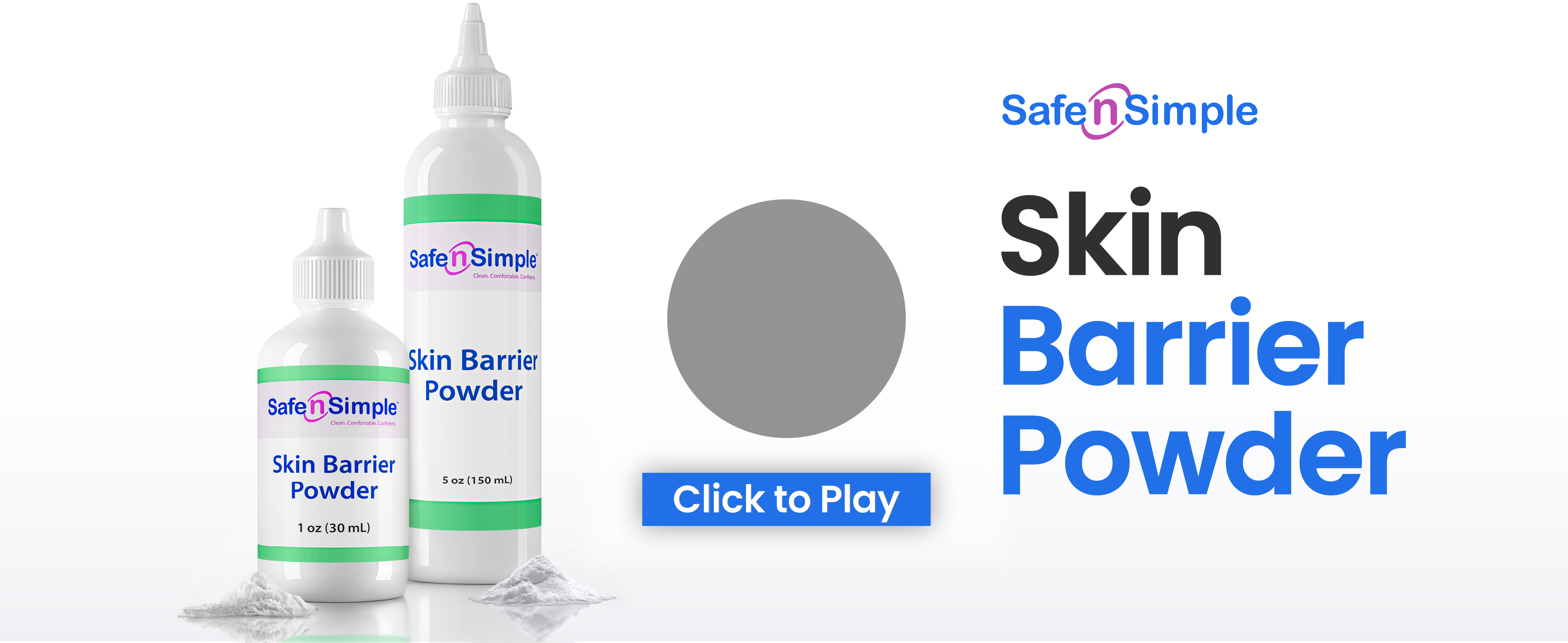 Safe n' Simple Stoma Skin Barrier Powder - 1 oz - Medicated Protective Skin Barrier Powder - Skin Barrier Protection Ostomy Powder Supplies - Stoma Adhesive Powder