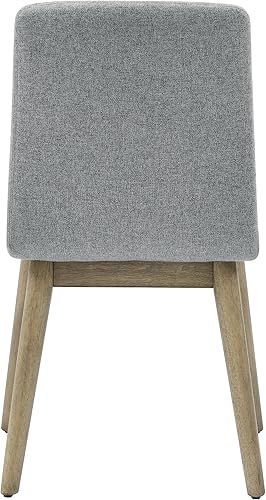 Miniatura 5 de Vida Side - Rubio bruñido, moderno de mediados de siglo, madera dura asiática resistente, diseño ergonómico, tela gris, deslizadores seguros para el