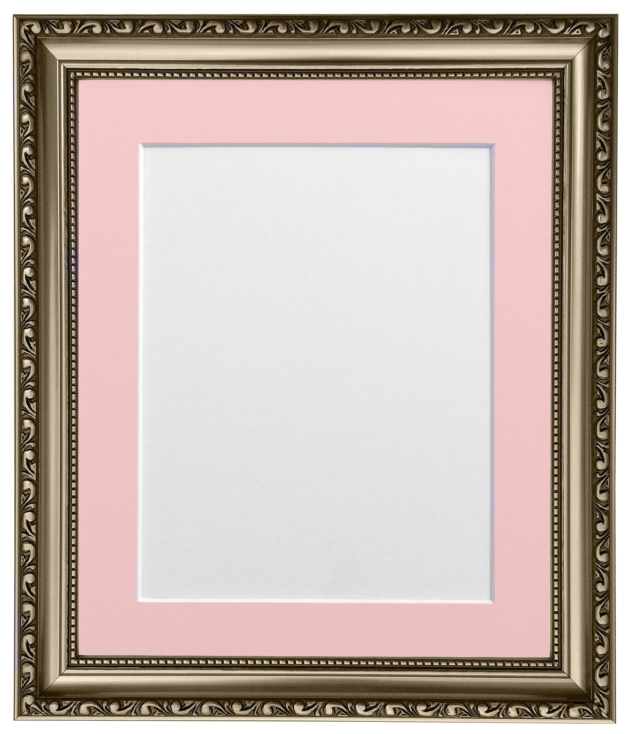 Shabby Chic Gunmetal Picture Photo Frame with Pink Mount A2 For Image size A3 (Plastic Glass)