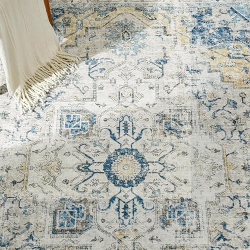 Miniatura 41 de jinchan Alfombra de Área 2x3 pies Alfombra Vintage de Entrada Lavable Bohemia Tapete Interior para Puerta Medallón Floral Tapete Pequeño para Puerta