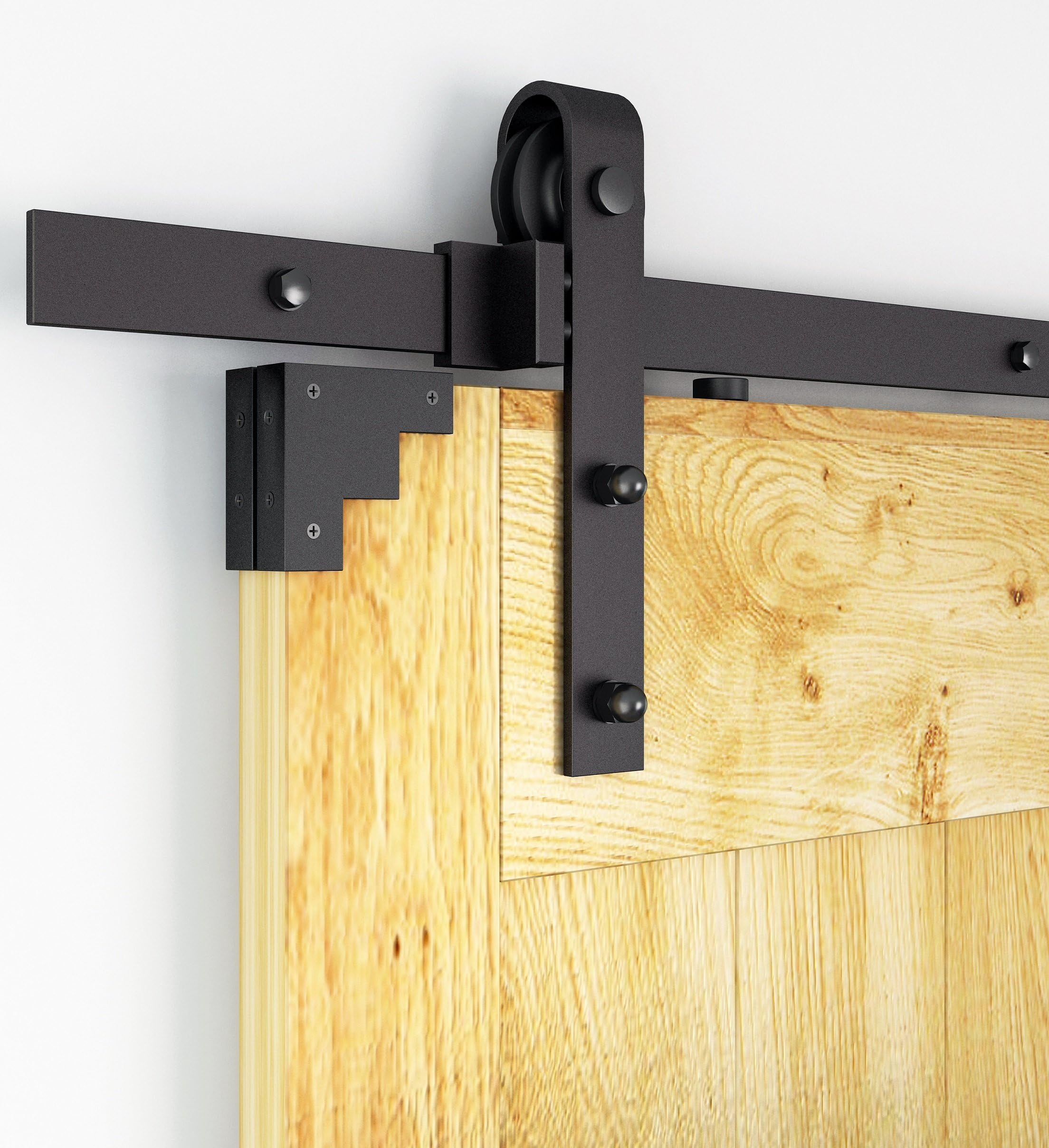 AiHom 170cm Rustic Black Slding Door Rail Barn Track Wood Modern Sliding Door Track System Kit
