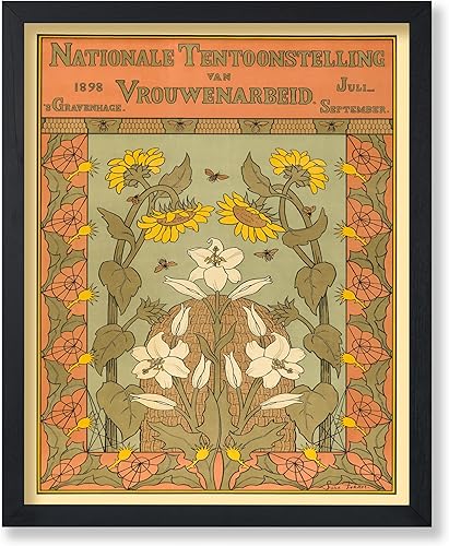 Poster Master Póster de flores vintage, impresión de exposición nacional retro de trabajo de mujer, arte holandés, regalo floral para ella, mujer,