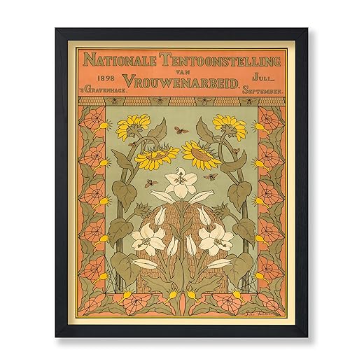 Poster Master Vintage Flower Poster - Retro National Exhibition of Women's Work Print - Dutch Art - Floral Gift for Her, Women - Art Nouveau Decor for Bedroom, Living Room - 8x10 UNFRAMED Wall Art