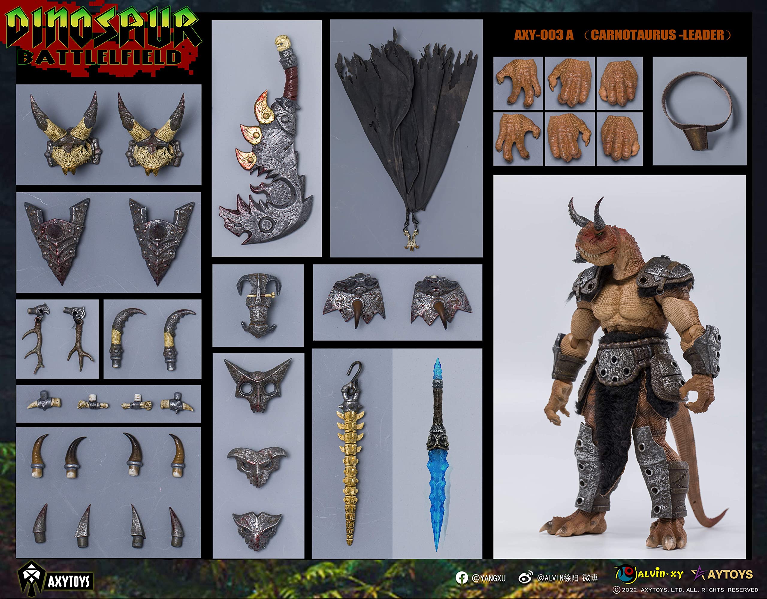 AXYTOYS Dinosaur Battlefield AXY003A Carnivorous Torosaurus Tribe