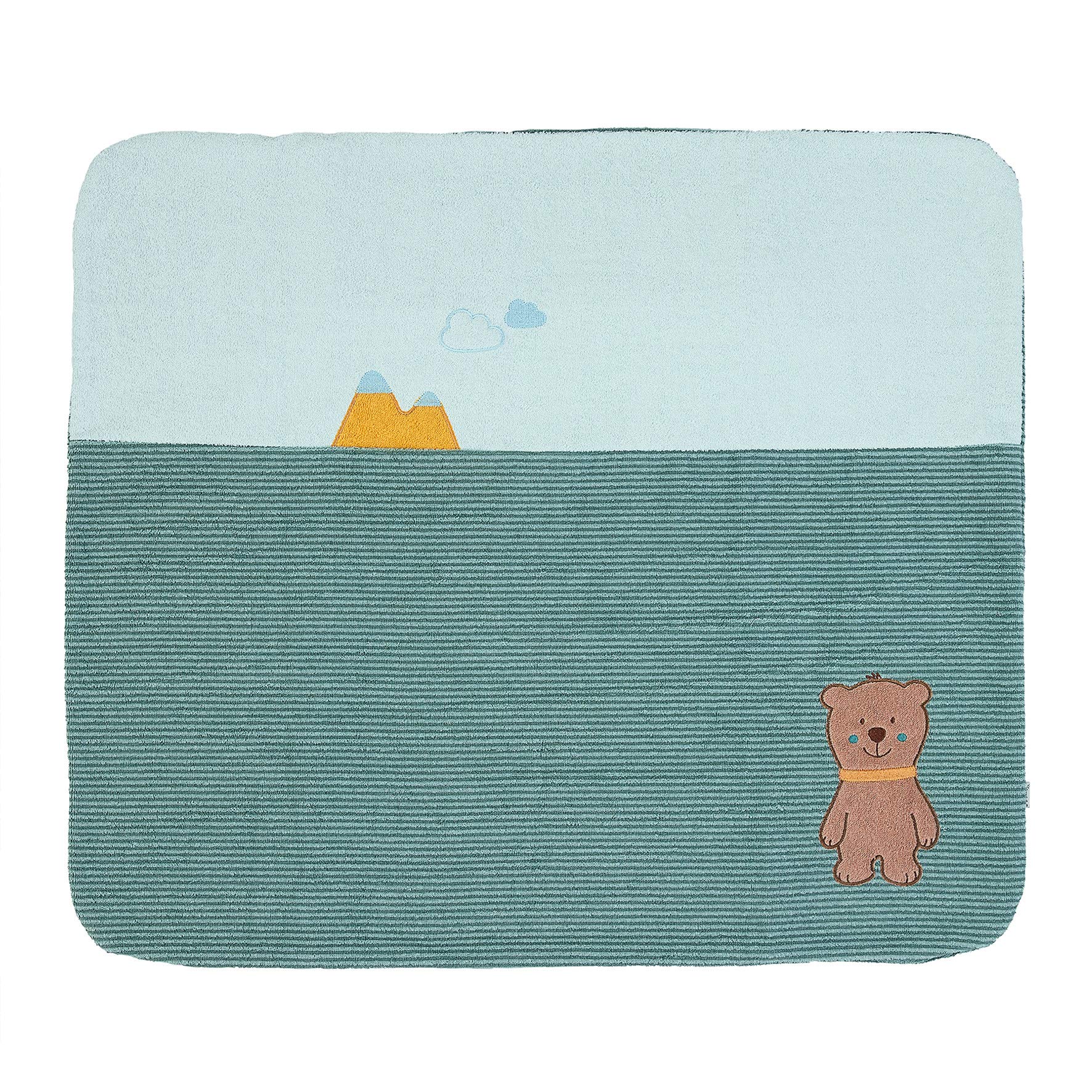 Sterntaler Wickelauflagenbezug, Bär Ben, 80 x 90 cm, Mittelgrün