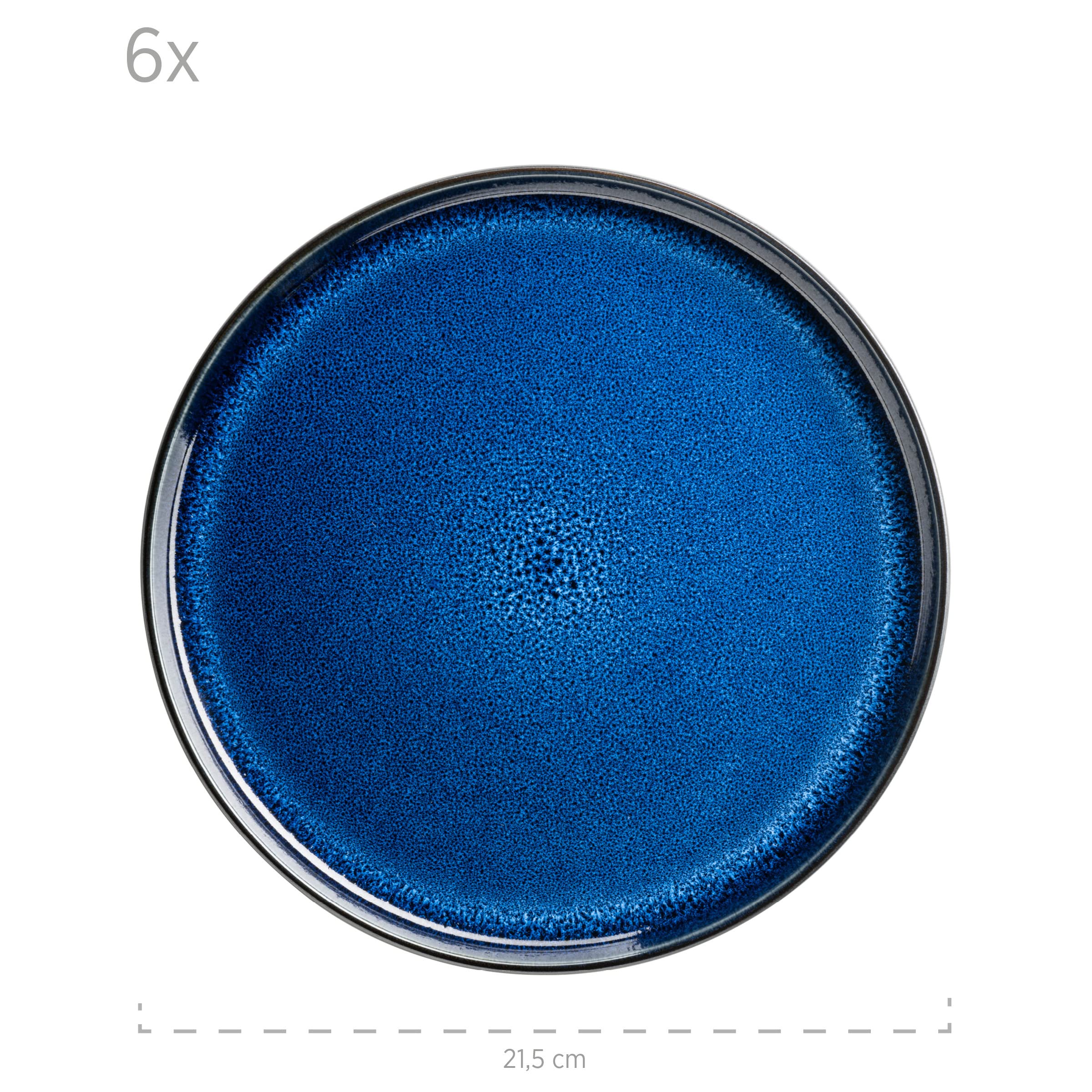 MÄSER 931971 Serie Niara - Vajilla para 6 personas (cerámica, 18 piezas), color azul y negro