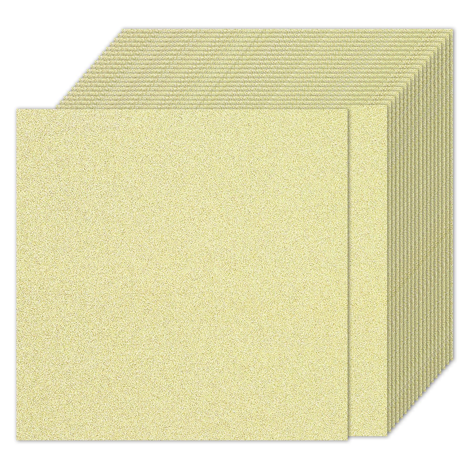 PATIKIL 40Sheets Light Gold Glitter Cardstock Paper, 12 x 12 in 250gsm Square Premium Sparkly Paper Craft Cardstock Paper for Scrapbook Card Making