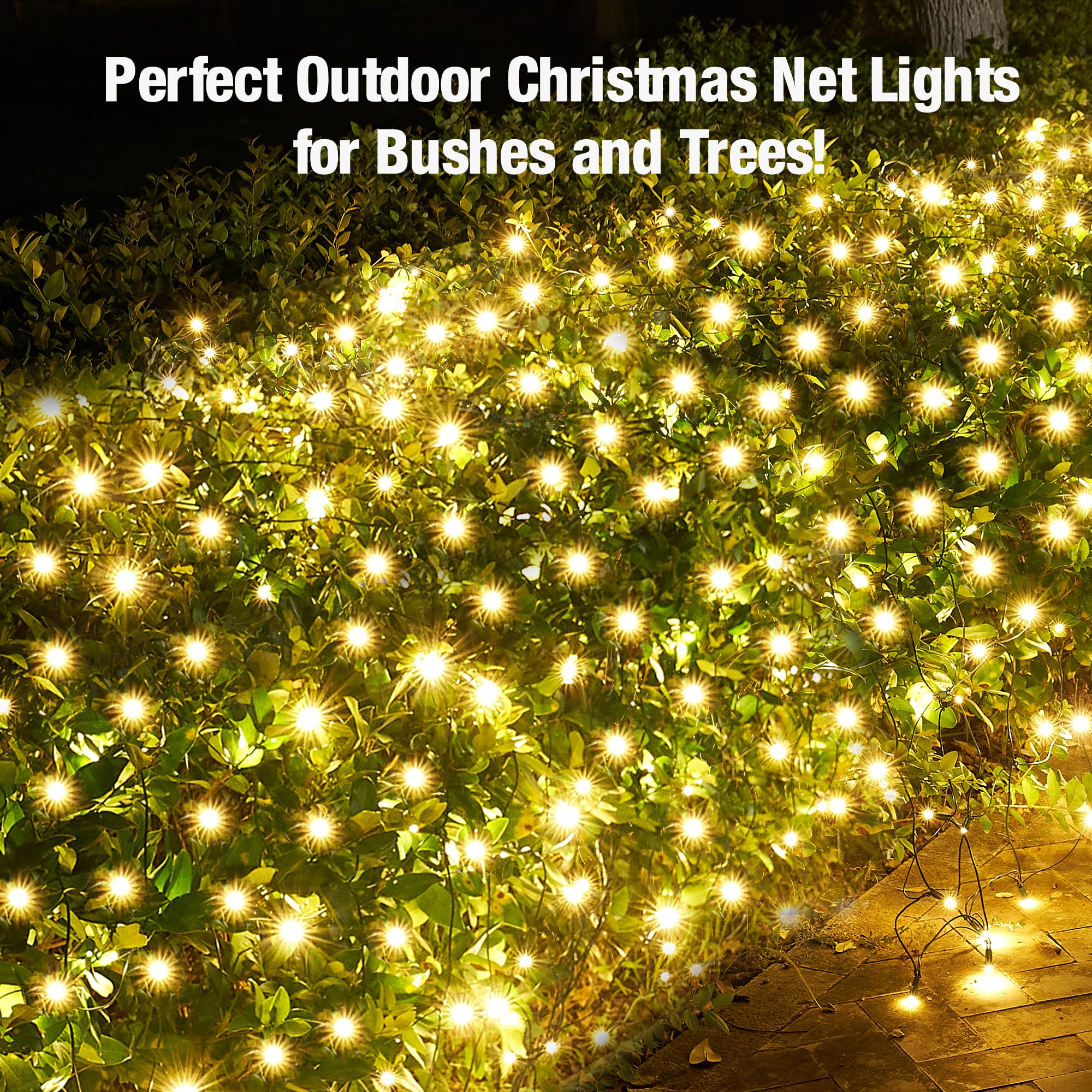 LED-Weihnachtsnetz-Lichter für den Außenbereich, Weihnachtssträucher, 120 LEDs, 1,8 x 1,5 m, anschließbare Netzbeleuchtung für Weihnachten, Urlaub, Garten, Rasen, Sträucher, Bäume, Büsche