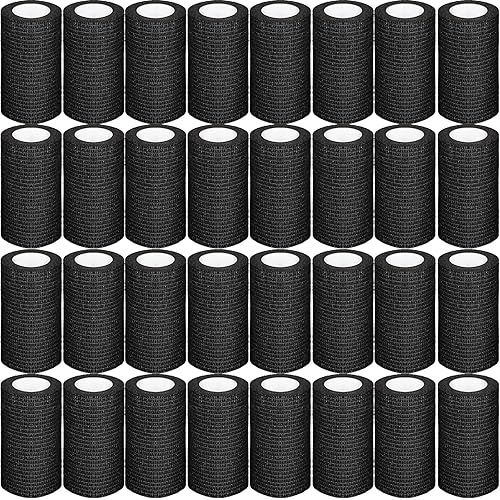 54 Pack Black Self Adhesive Bandage Wrap Bulk 4 Inch x 5 Yards Cohesive Bandage,Vet Wrap Breathable Elastic Self-Adherent Tape for Stretch Athletic Sports Wrist Ankle Dogs Pet Vet Wrap - 4in - Black