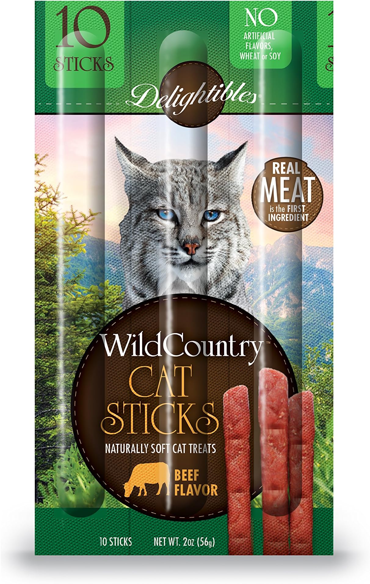 Delightibles Wild Country Meat Sticks For Cats, Beef Cat Treats, 1.8 Oz