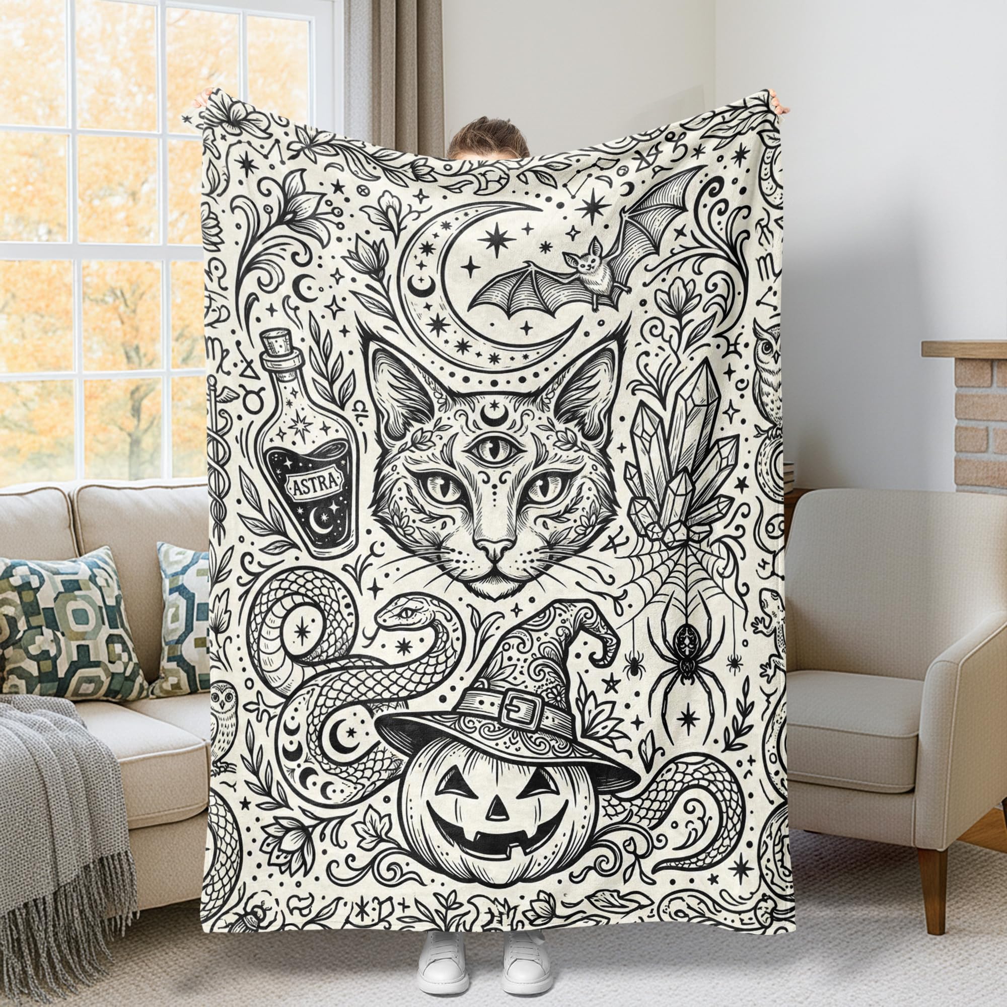 Couverture chat d'Halloween pour frissonner de douceur au bureau