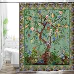 HMS Happy Memories Bohemian Rideau de salle de bains de fleur coloré Boho Floral Imprimer Beau tissu de polyester brillant Rideau de douche pour la décoration de salle d'eau, 72"x72"