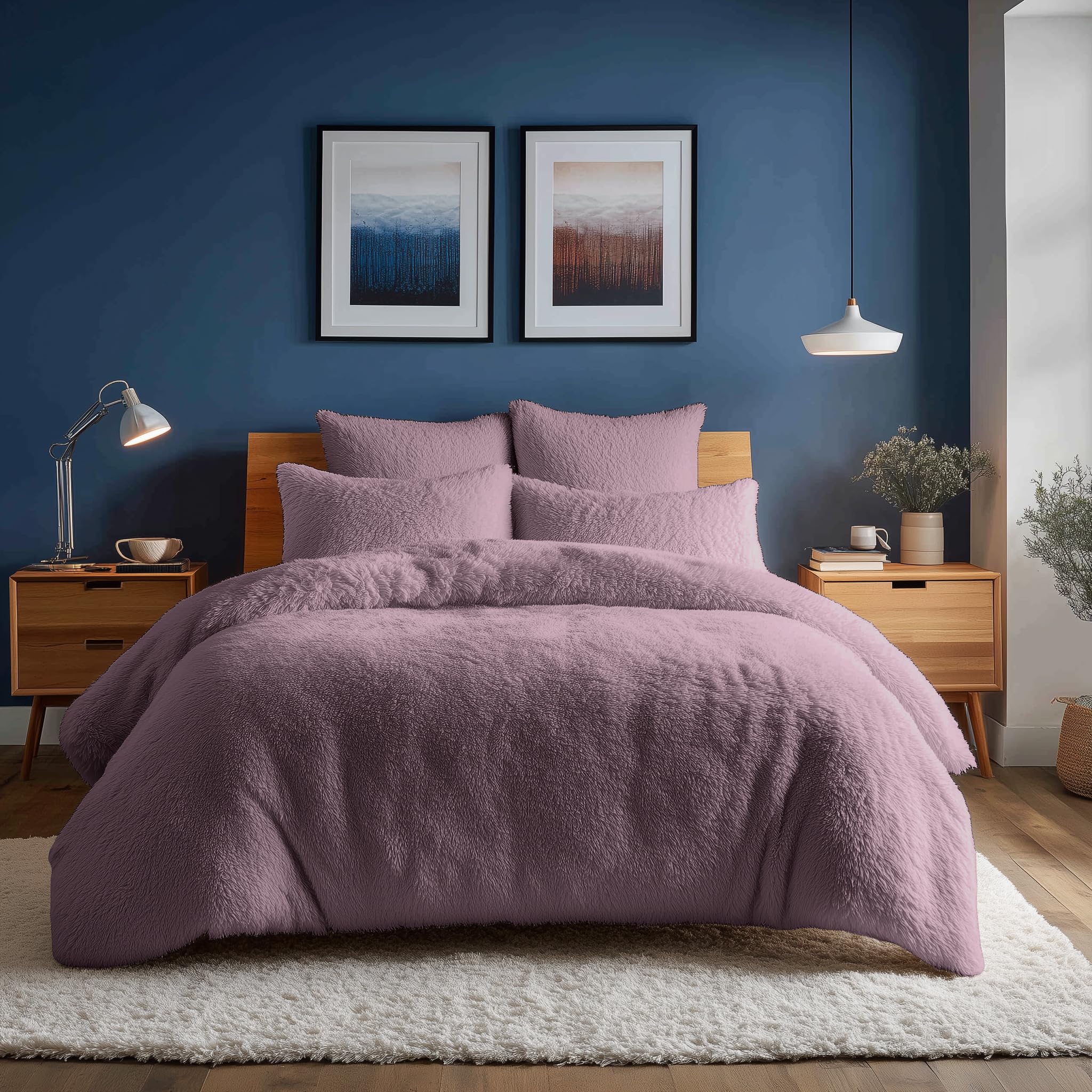 Home Sweet Home UK Fluffy Soft Touch Double Teddy Bear Bedding Set Duvet Cover & Pillowcases- Cozy & Warm Teddy Fleece Duvet Cover Set - Thermal Teddy Fleece Bedding Sets – Machine Washable