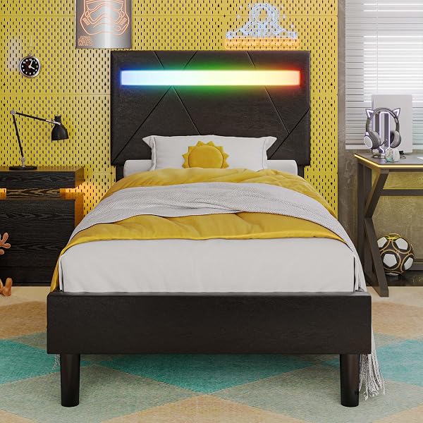 LIKIMIO Twin Bed Frame with LED Lights