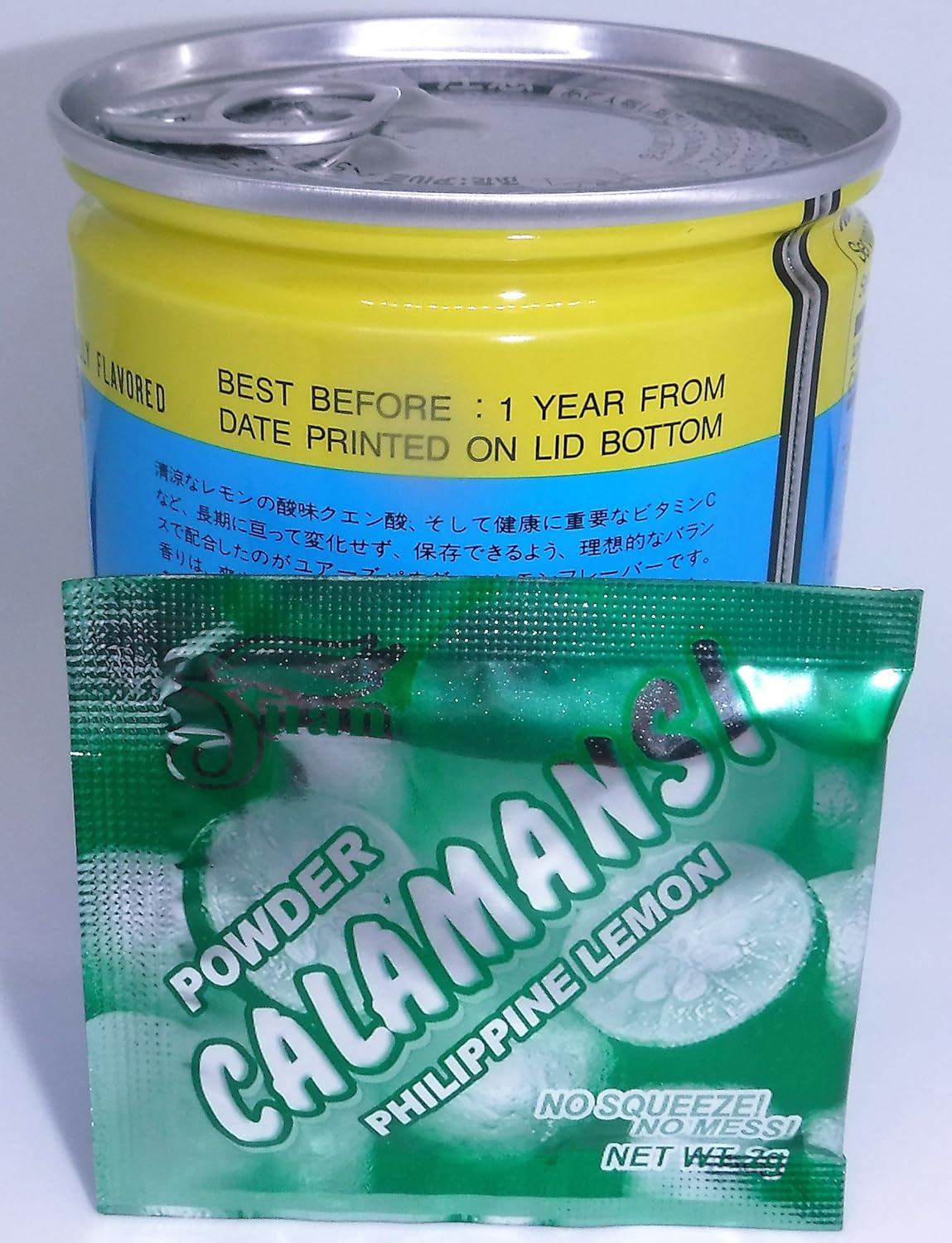Yours (Japan) Lemon Flavored Powder, 5.2 oz. / 2 cans + Philippine Lemon Calamansi Salmpler Sachet