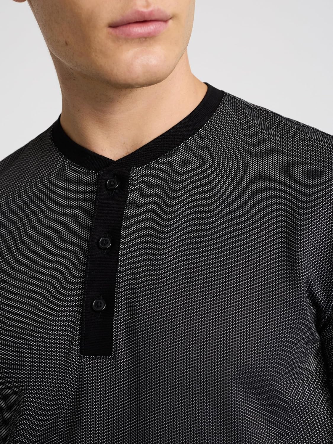 EXPRESS Men’s Everyday Performance Henley – Short Sleeve Mini-Geo Textured Knit with Moisture-Wicking Stretch Fabric - Image 4