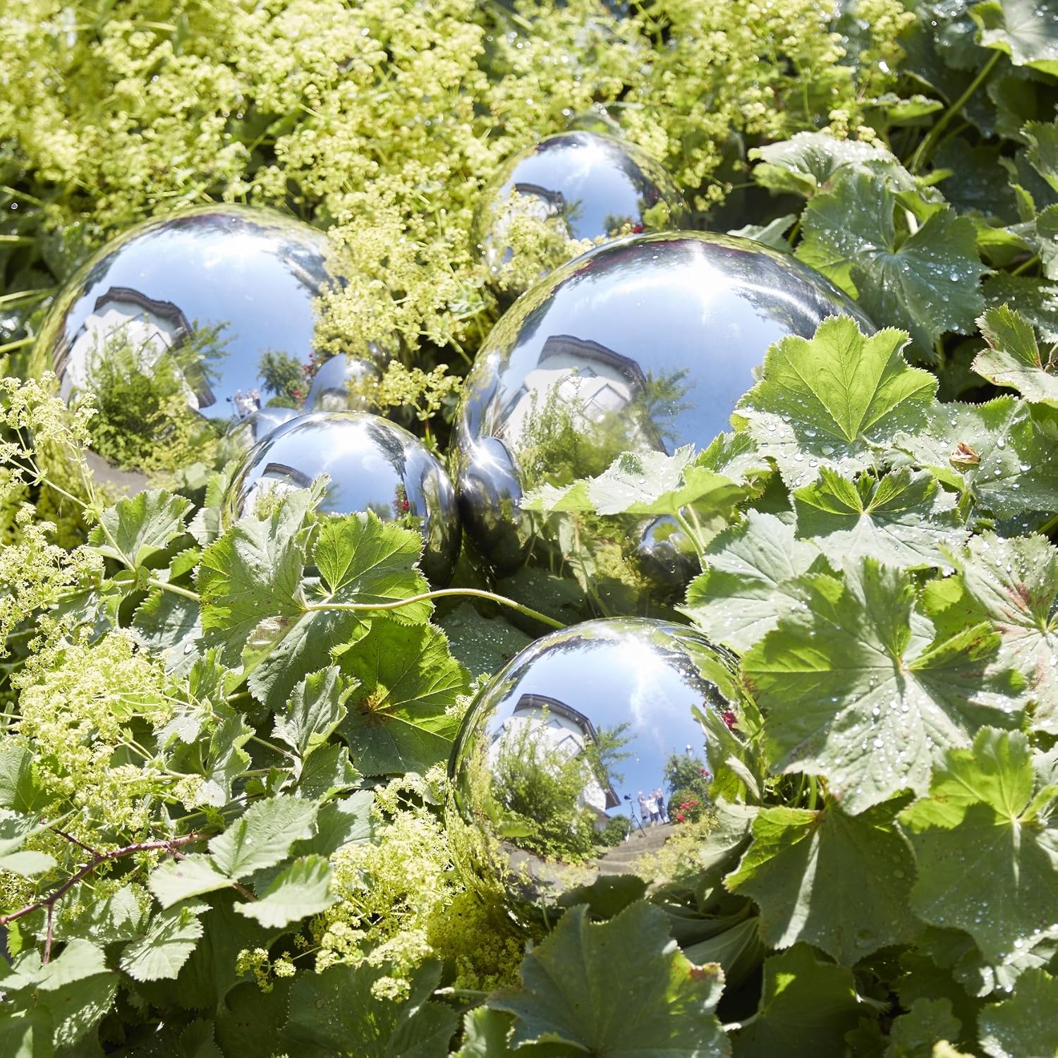 Moderne & Leichte Gartenkugel Standard Ø 25cm Glänzend Silber