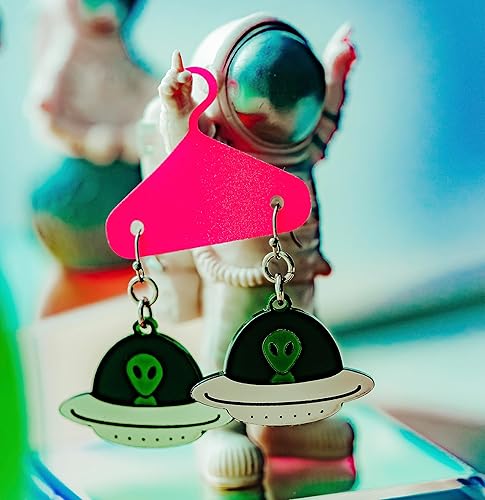 Miniatura 9 de Alien UFO Dangle Earrings Lightweight Hypoallergenic Fun Spaceship Jewelry for Science and Space Lovers