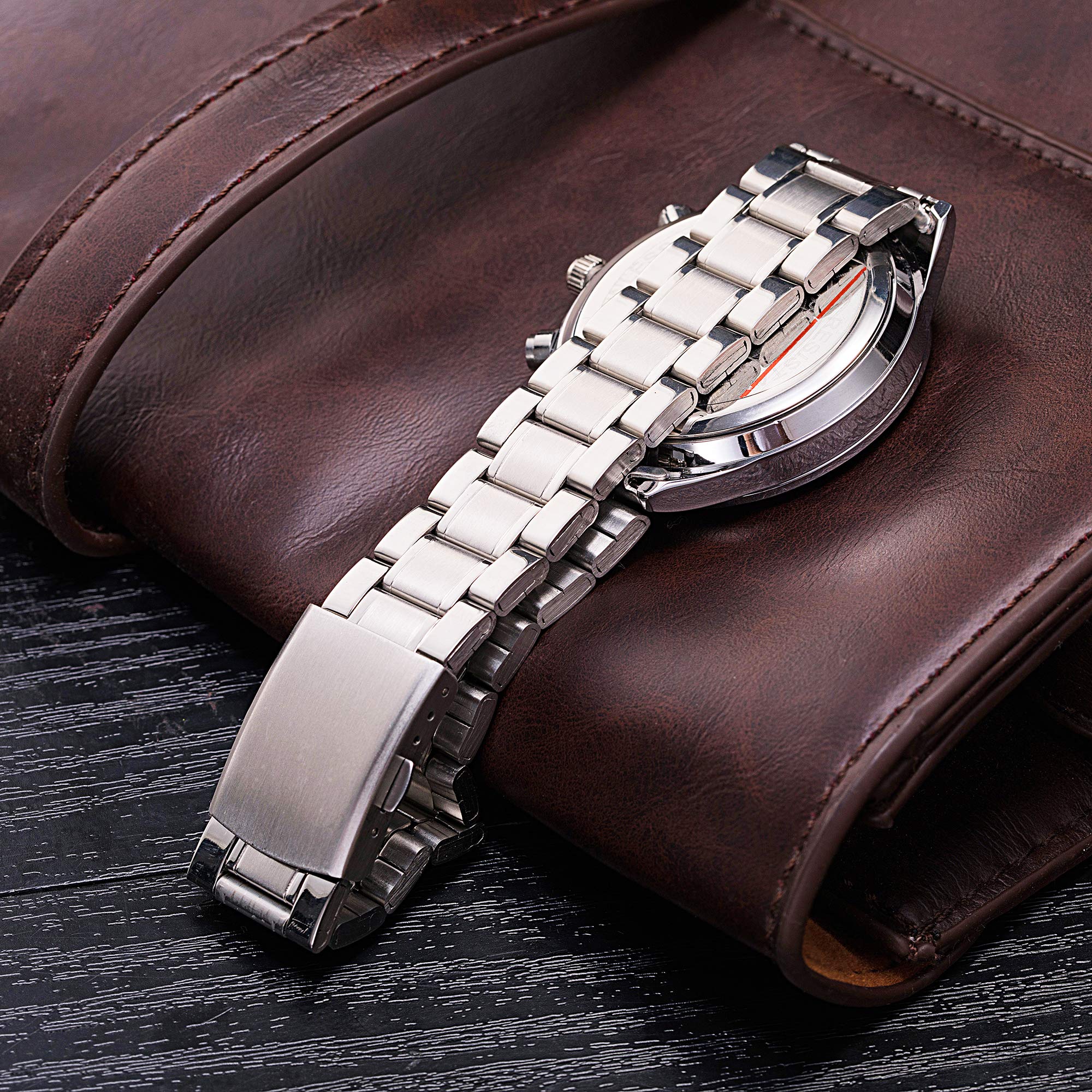 Orologi Polso Decorativo Cronografo Numeri Arabi Quarzo Orologi Uomo Acciaio Classico