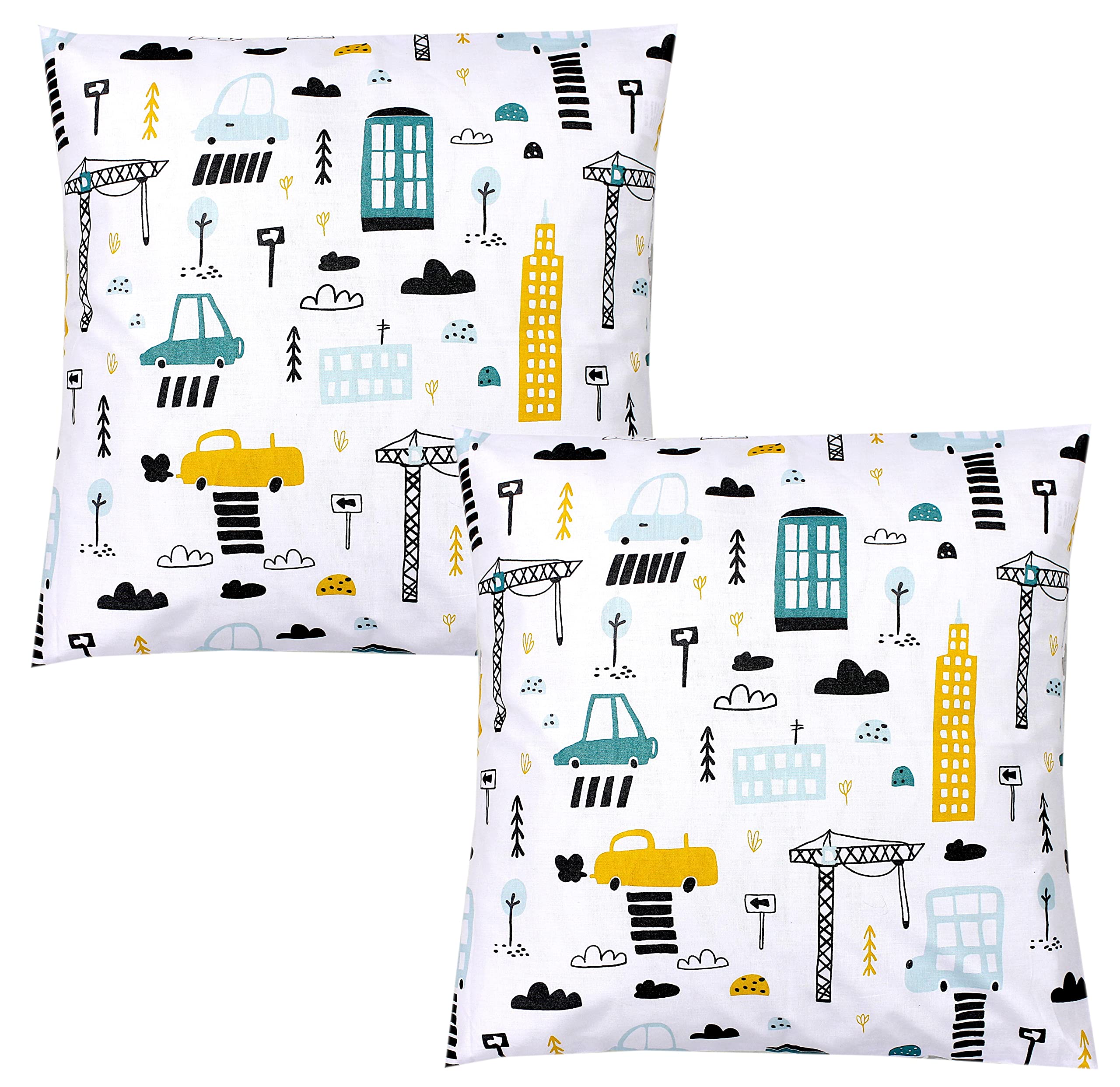 Tuptam Girls Cars Colorful Children's Cushion Cover Decorative Patterned With Hotel Fastener Set Of 2, 50 X 50 Cm