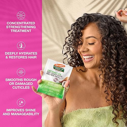 Miniatura 5 de Palmer's Fórmula de aceite de coco Moisture Boost Protein Pack, tratamiento capilar para cabello seco, dañado, sobreprocesado y teñido, 2.1 onzas