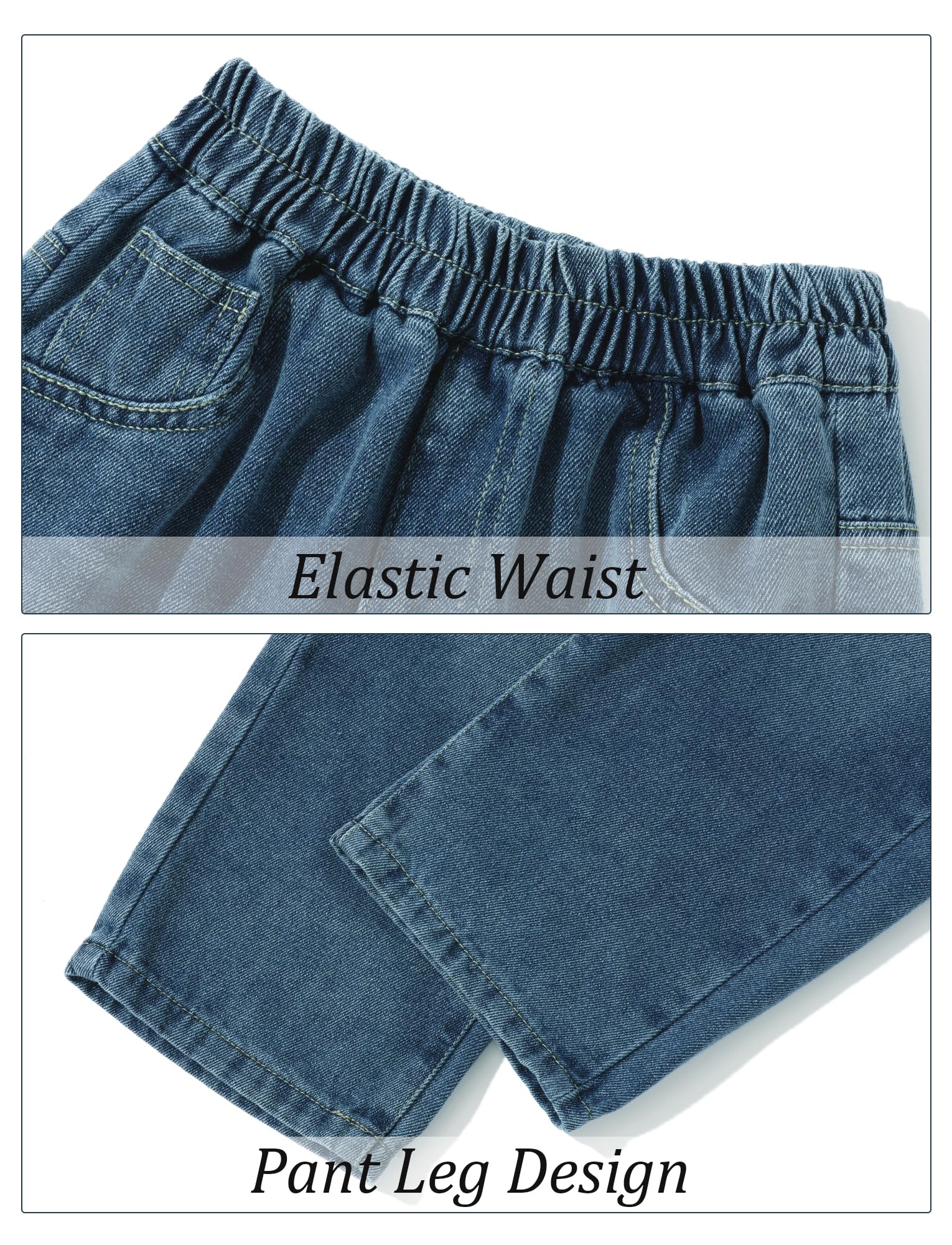 FEOYA Garçon Jeans La Mode Lâche Enfant Pantalon Baggy Printemps Ado Loisirs Automne Jambes Larges Sport Classique Ceinture Élastique Cylindre Droit Solide 5-14 Ans