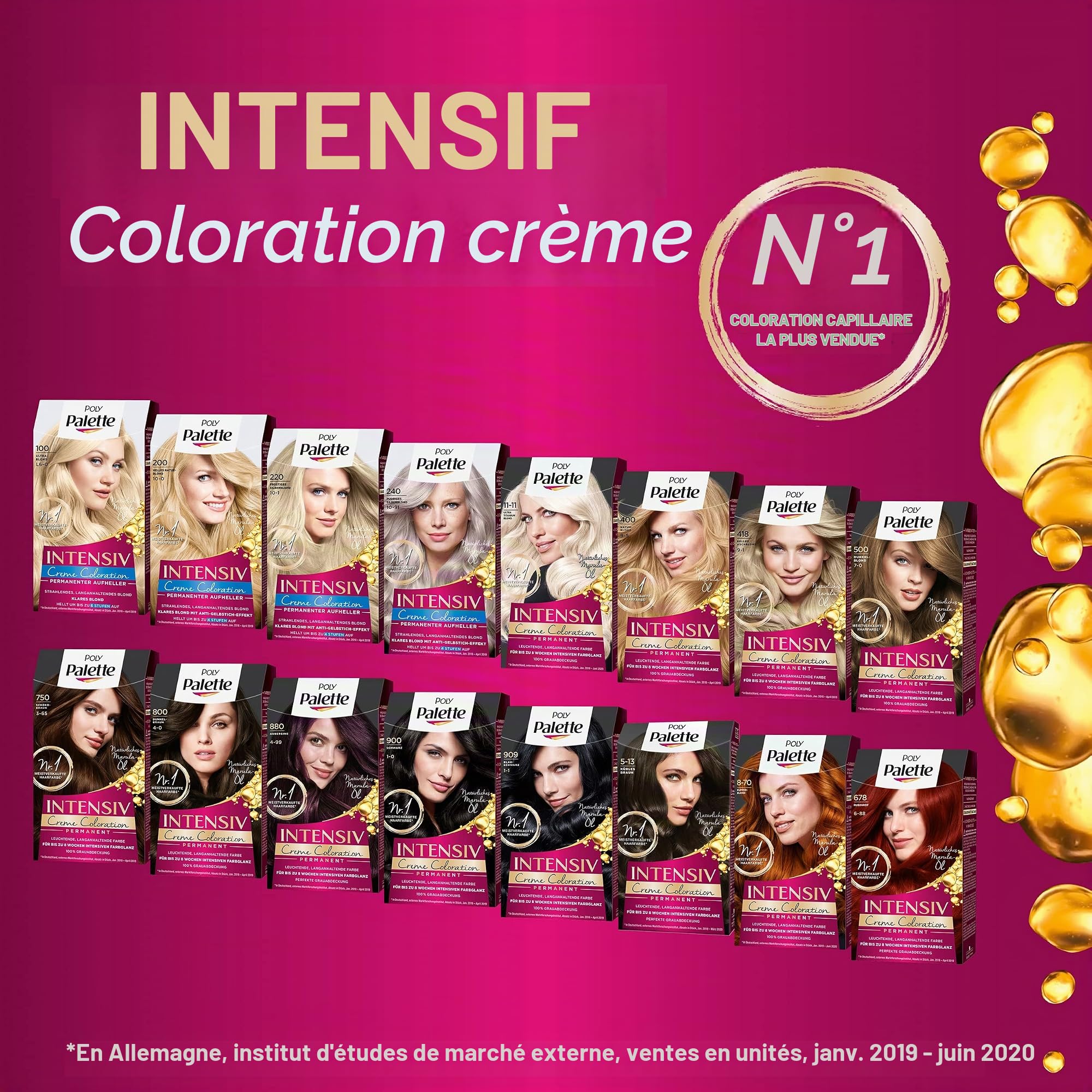 Palette Intensiv Creme Coloration 8-70 Blond cuivré Niveau 3 (3