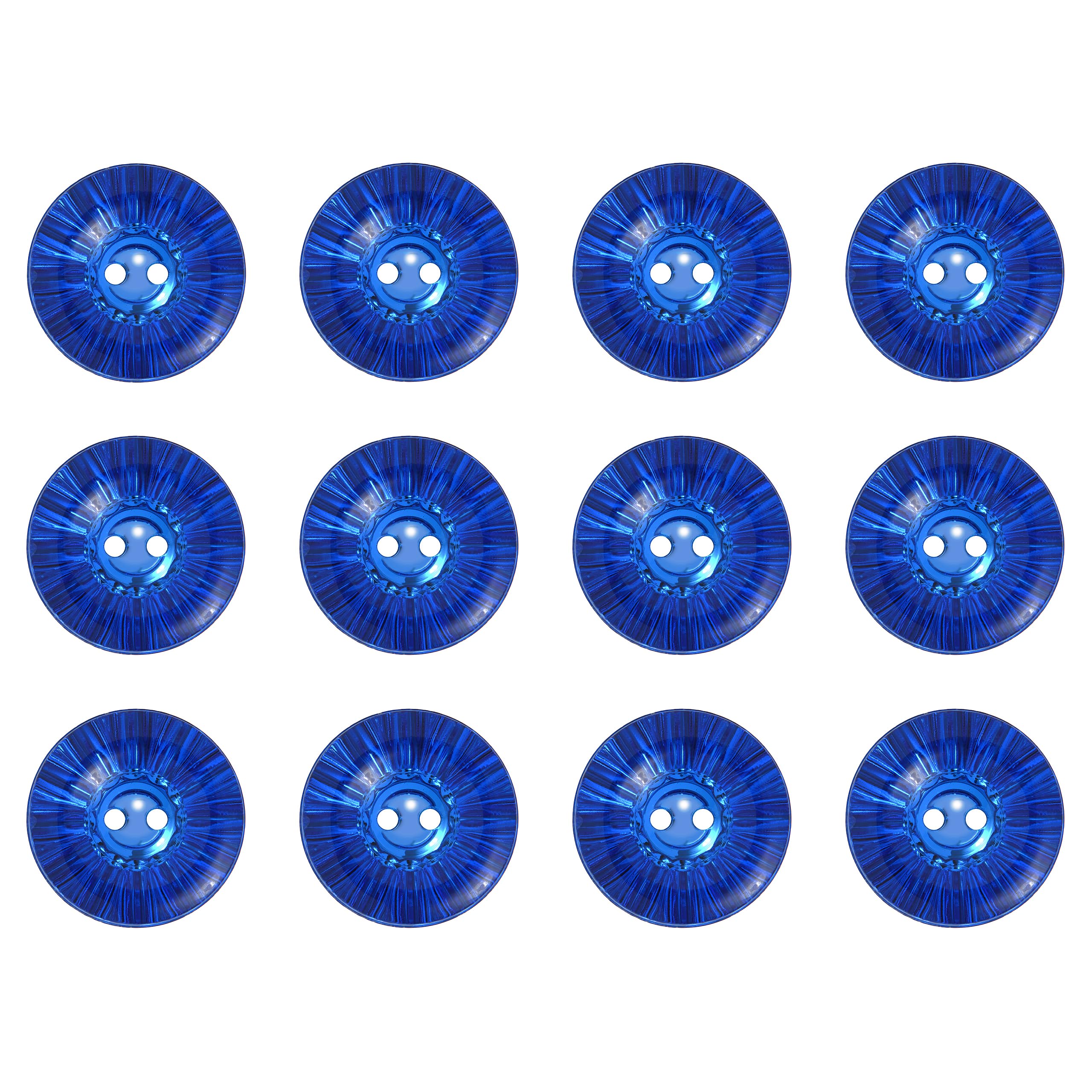 Pack of 12 Royal Blue 13mm Acrylic 2 Hole Buttons for Sewing on Clothing Crafts Shiny Sparkly Embellishments