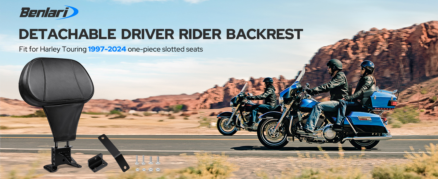 Rider Backrest Pad Benlari Adjustable Rider Backrest For Harley Touring ...