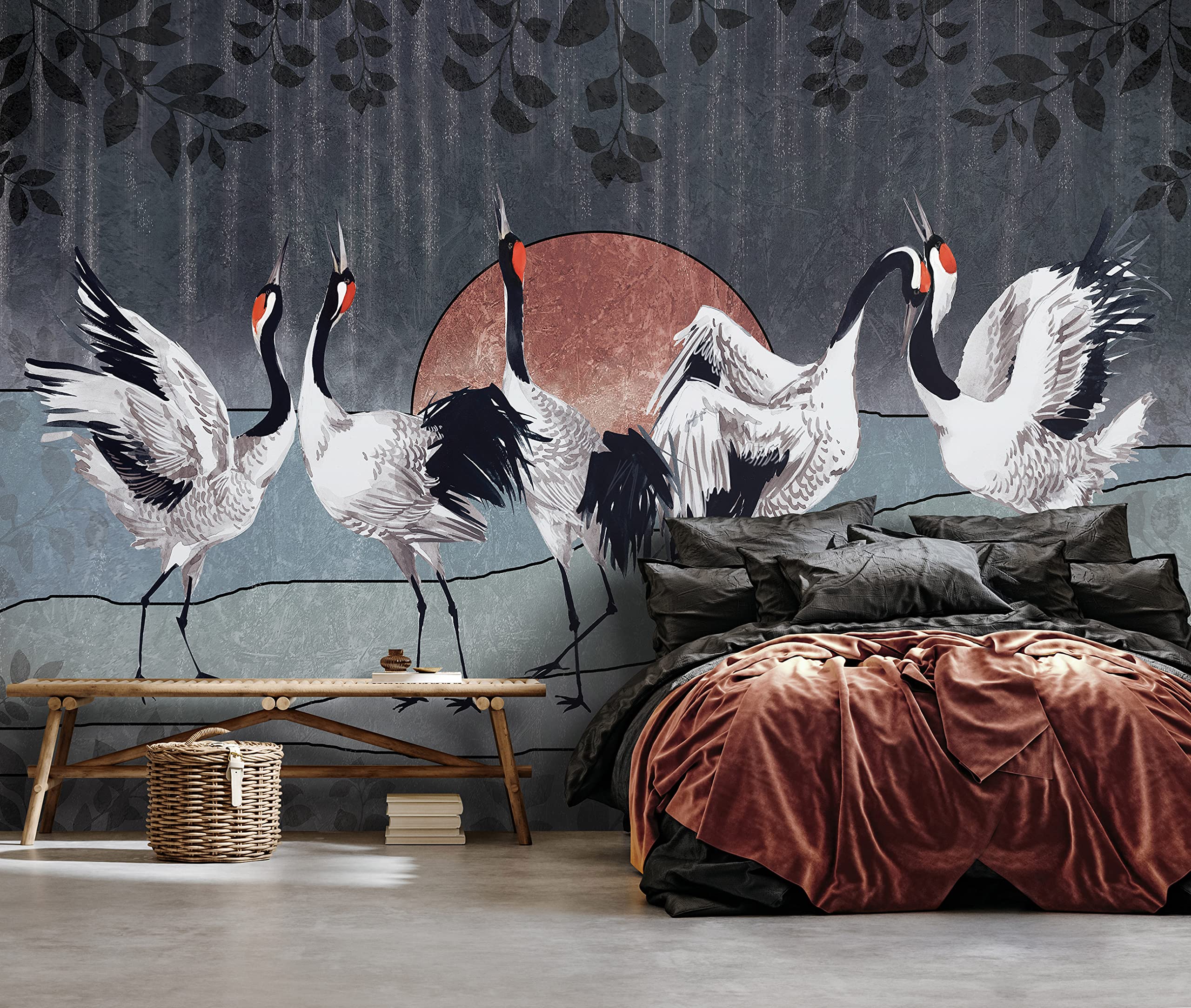WallArena - Żurawie do tapet winylowych - VEXL (208 x 146 cm) 2 sztuki tapety do salonu i sypialni - - Tapety - Pokrycie ścian - Ściana funkcyjna i ściana ze zdjęciami - Żuraw
