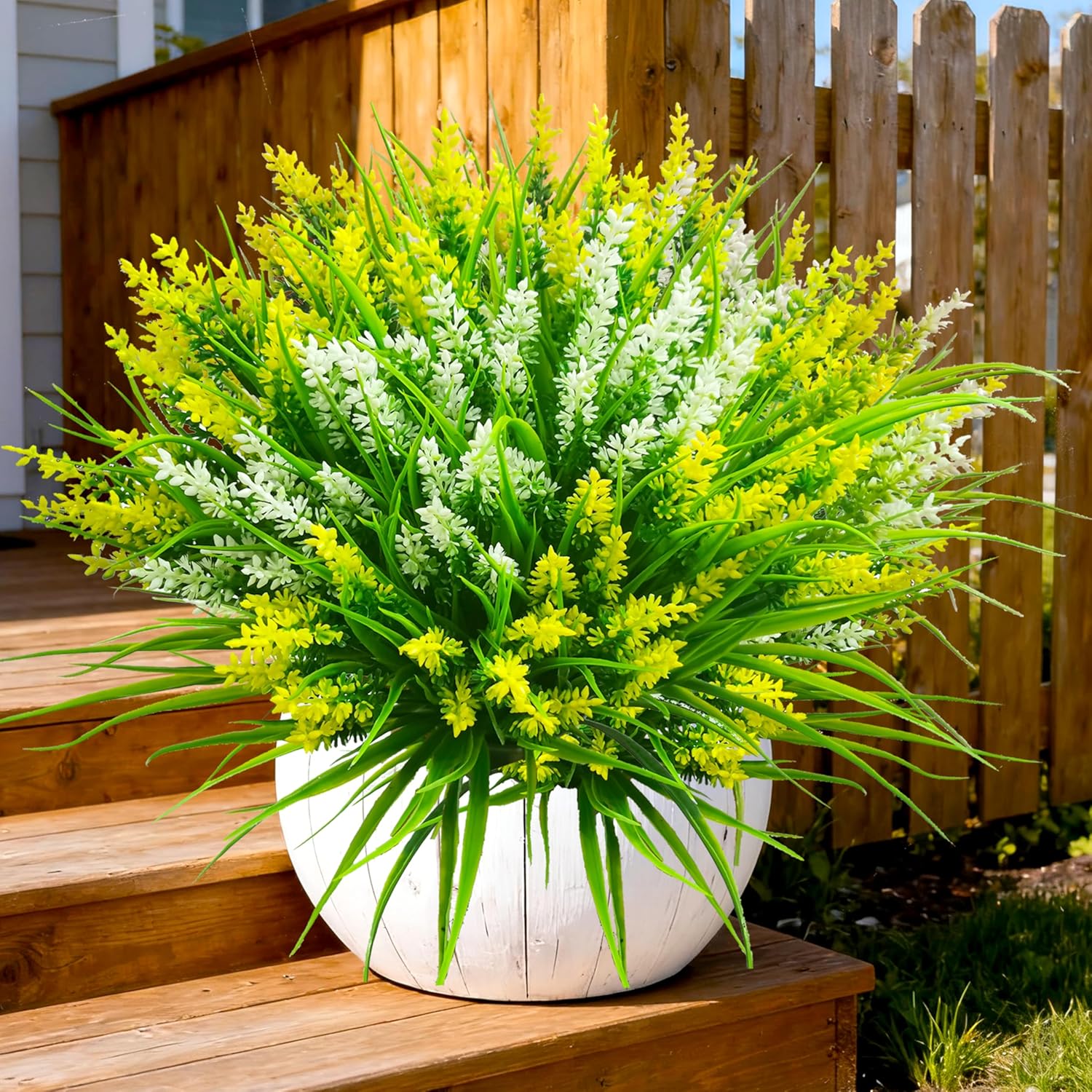 Artificial Plants Outdoor, 20 Pcs Artificial Flowers Outdoor Fake Plants UV Resistant Fake Flowers, Plastic Faux Flowers Shrubs Greenery Plants for Home Garden Patio Porch Window Box Decor