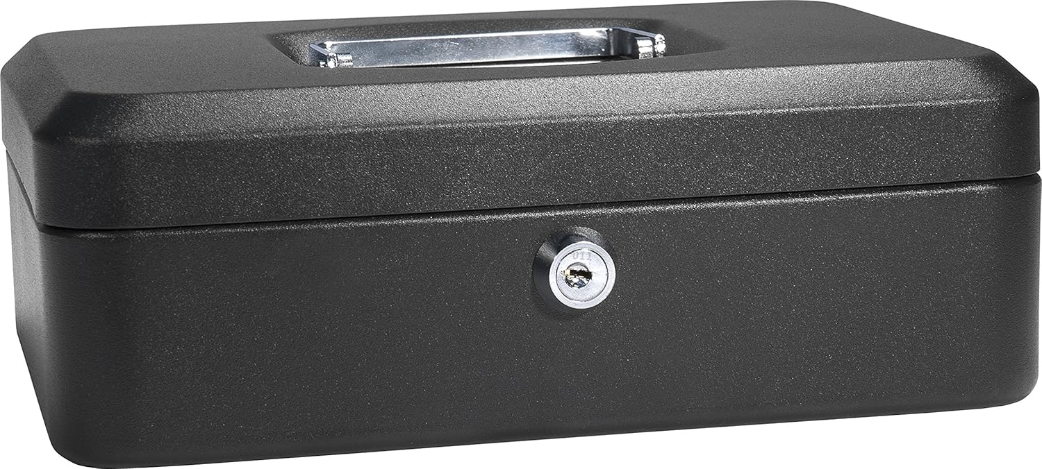 BARSKA 10-Inch Cash Box with Key Lock , Black : Office Products