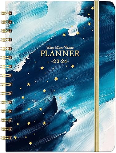 Agenda 2023-2024 - Julio 2023 - Junio 2024, 6.4 x 8.5 pulgadas, planificador académico 2023-2024, planificador semanal y mensual con pestañas, tapa