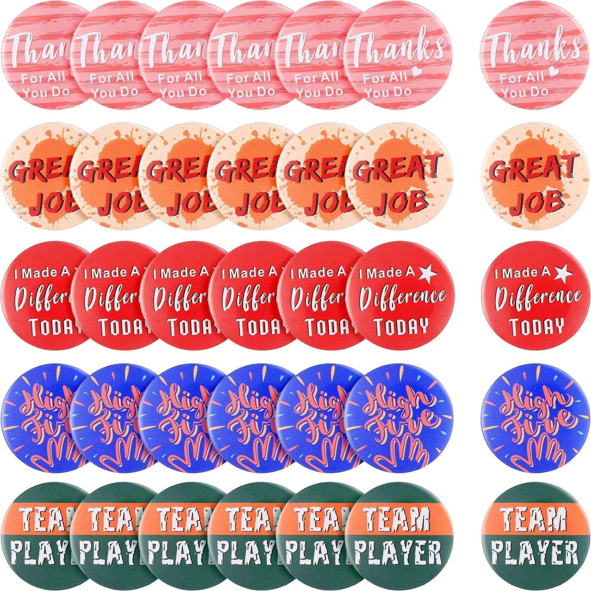 WILLBOND 50 Pcs Inspirational Reward Button Pins Employee Appreciation Gifts Bulk Motivational Buttons Bulk for Employees Students Cheerleaders CNA Week Nurses Volunteers