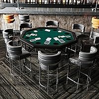 Vista 7 de Mesa de póquer plegable, mesa de cartas octágono con soporte para tazas, mesa de ocio de casino, mesa de póquer Texas Hold 'Em plegable para juego