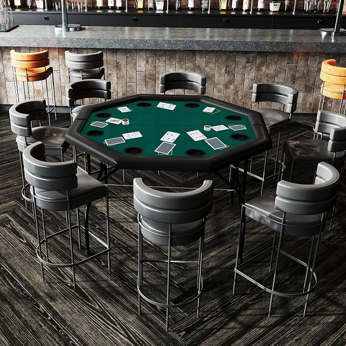 Mesa Plegable de Poker Octagonal con Porta Vasos Verde miniatura 7
