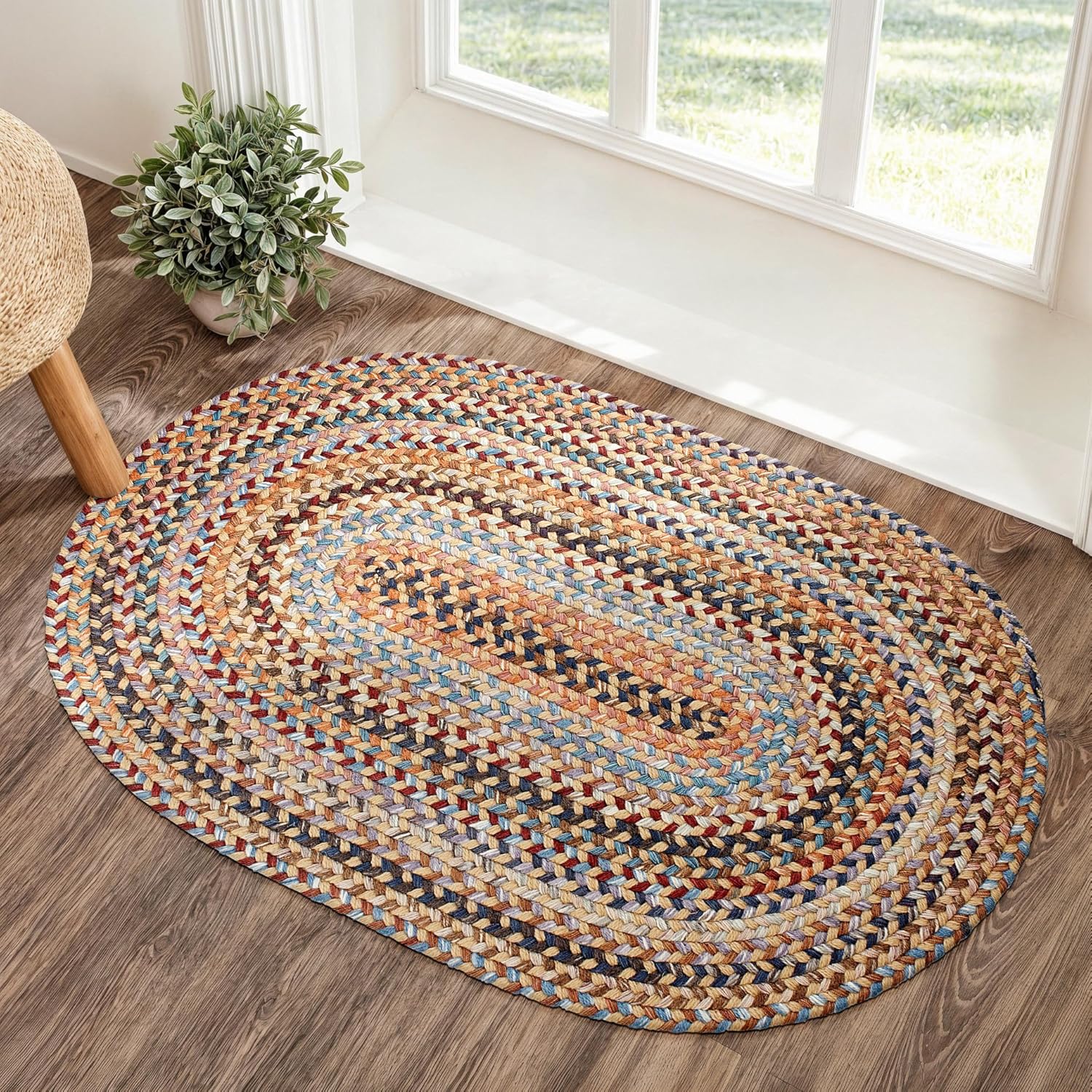 Ascot AC92 Blue Dragon 3' x 5' Oval - Braided Area Rug, Home Decor, Floor Mat or Bedroom Rug - Easy Care, Ideal for High Traffic Areas in Hallway and Living Room - Made in USA