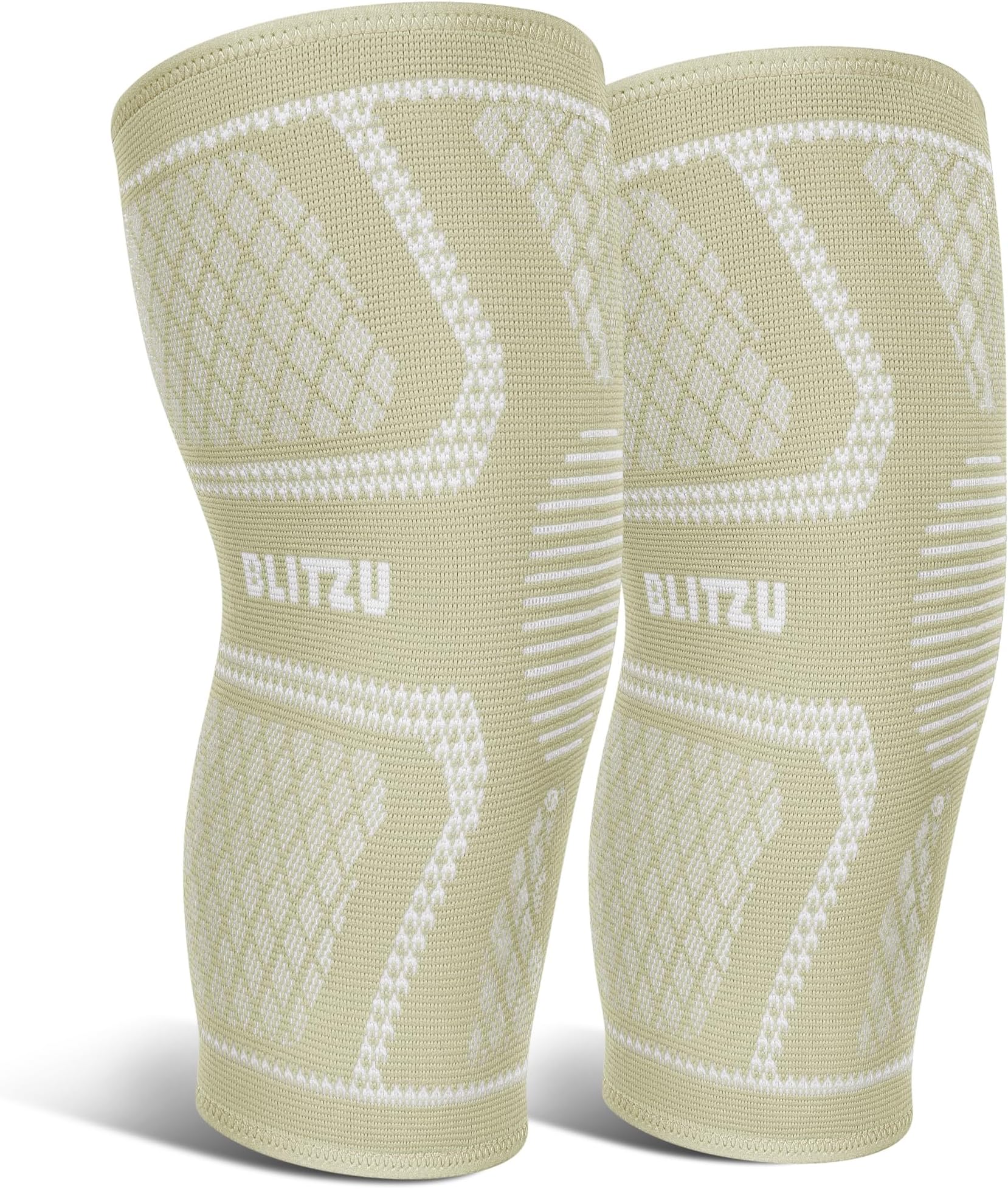 Knee Brace for Women & Men, 2 Pack Compression Knee Brace, Knee Support Sleeve for Pain Relief, Running, Workout, Sports, Knee Braces for ACL, Meniscus Tear, Arthritis and Injury Recovery Beige L