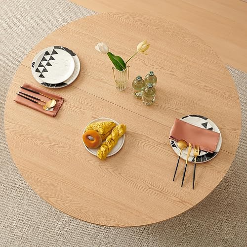 Miniatura 3 de NORDICANA Juego de mesa de comedor redonda de 5 piezas para 4, mesa de cocina rústica de 47 pulgadas y juego de sillas, juego de comedor con 4