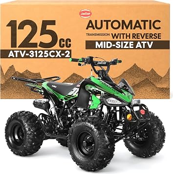 Coolster 125cc ATV - Gas Quad, Automatic-Reverse, Green, ATV-3125CX-2