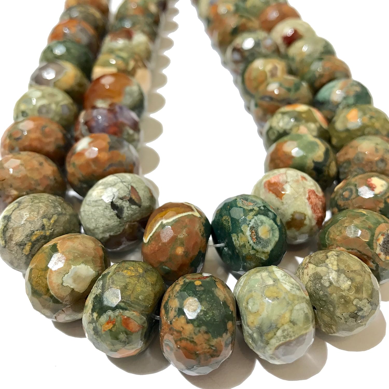 ABCGEMS Gigantic Queensland Rhyolite Beads from Australia AKA Rainforest Jasper (Mount Hay Near Rockhampton- Largest Size in Market) Faceted Rondelle 18mm