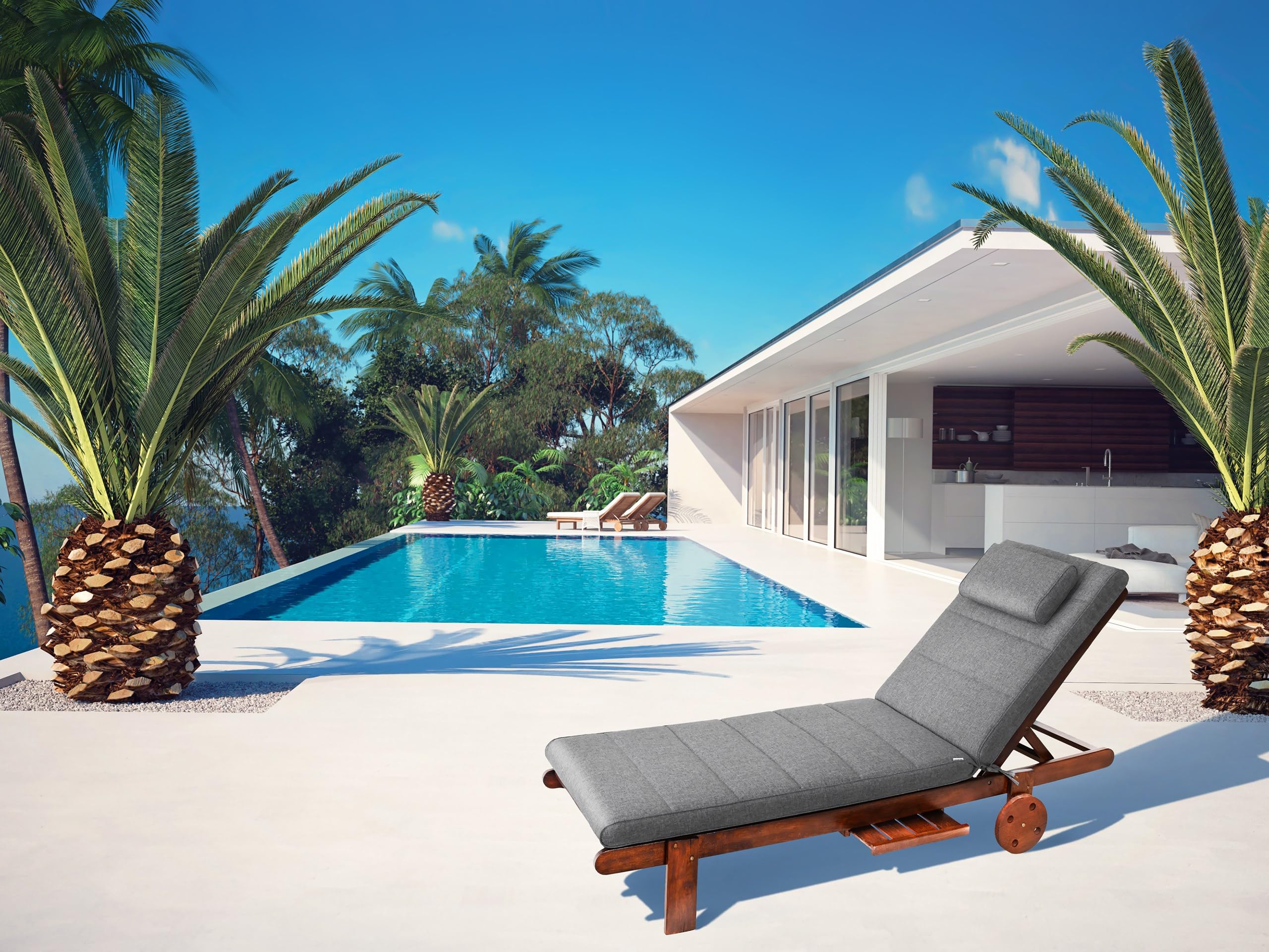 Liegenauflage, Auflage Gartenliege 195x60x7 cm - Polsterauflage für Sonnenliege, Auflagen für Deckchair - wasserabweisend, doppelseitig - Graphit