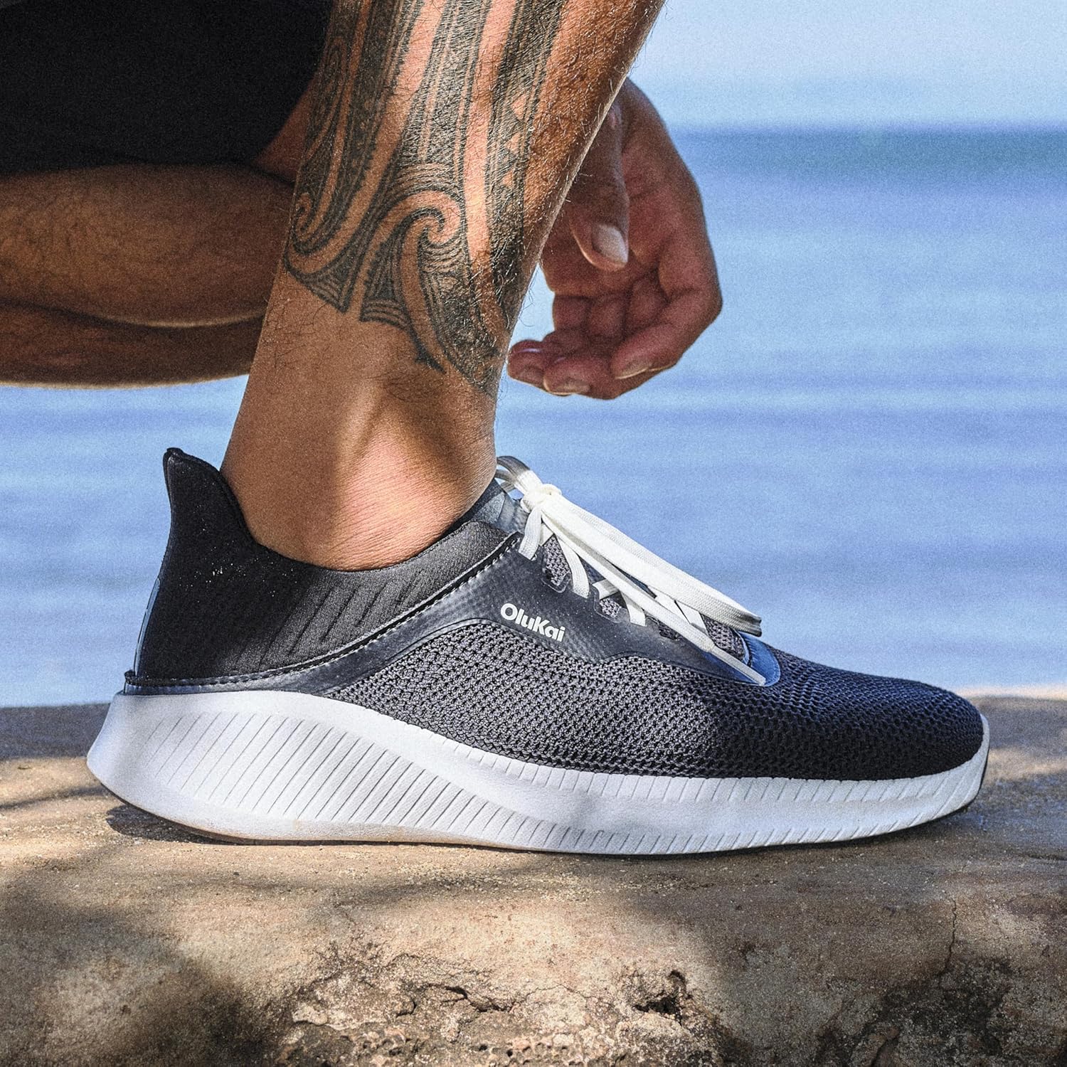OLUKAI Island Hopper Men's Sneakers, Travel Ready & Versatile Athletic Shoes, Soft & Breathable Knit Fabric, Drop-in Heel Design - Image 2