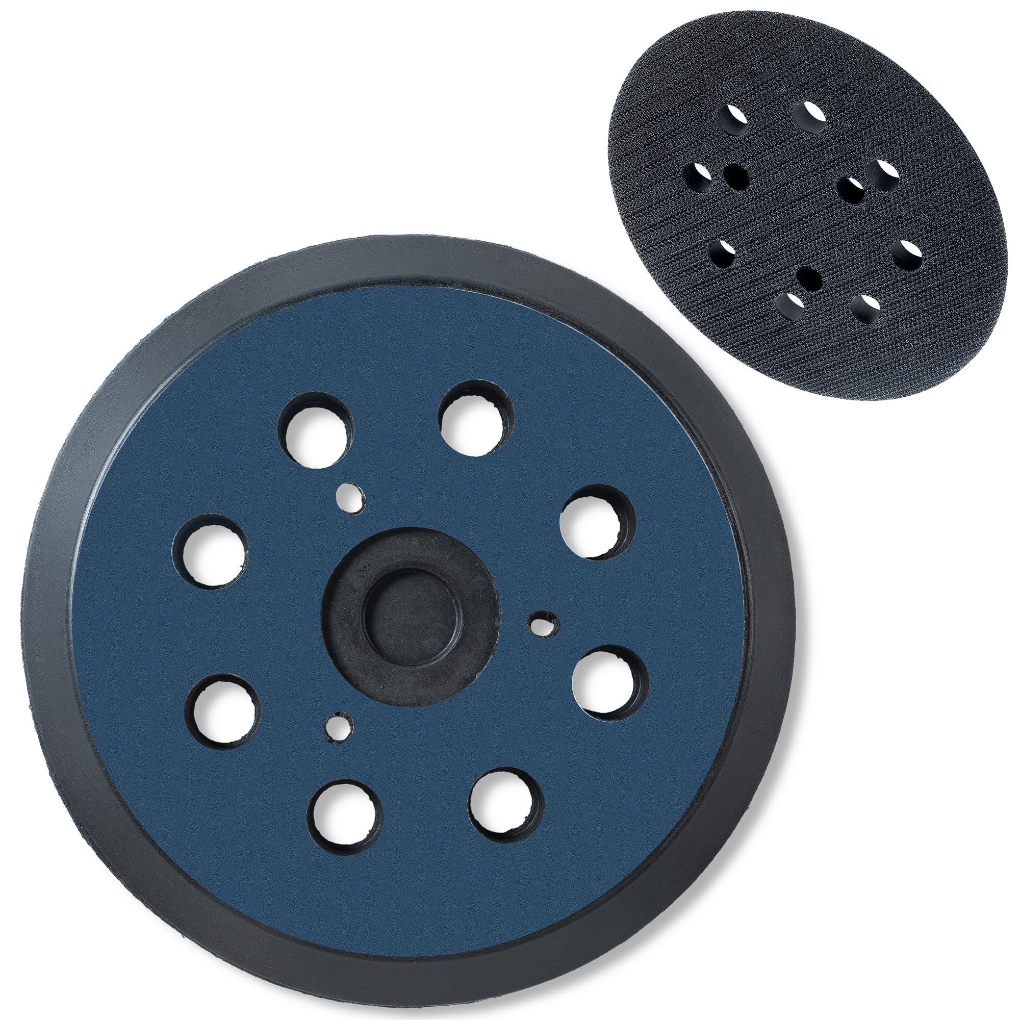S SATC 5 Inch 8 Hole Hook and Loop Replacement Pads for DEWALT/Makita Orbital Sanders (2 Pack, Black, Aluminum Oxide, Silicon Carbide)