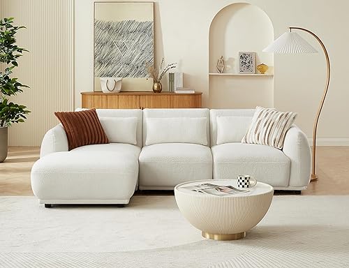 Sofá seccional, convertible en forma de U para sala de estar, sofá modular en forma de L con otomana extraíble (3 juegos + 1 otomano-blanco)