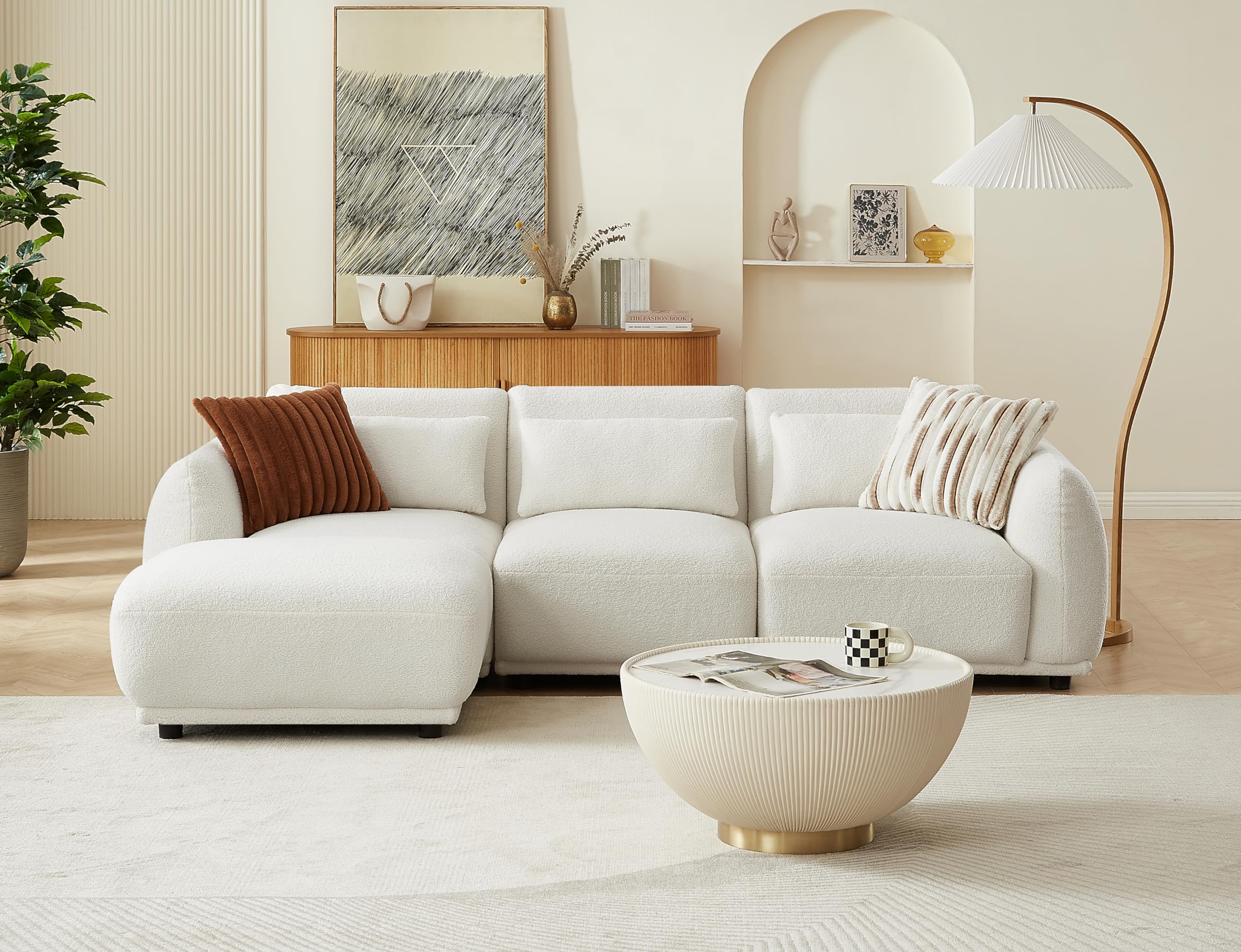 Sectional Sofa Couch Convertible U Shaped Sectional for Living Room Modular L Shaped Couch with Removable Ottoman 3set