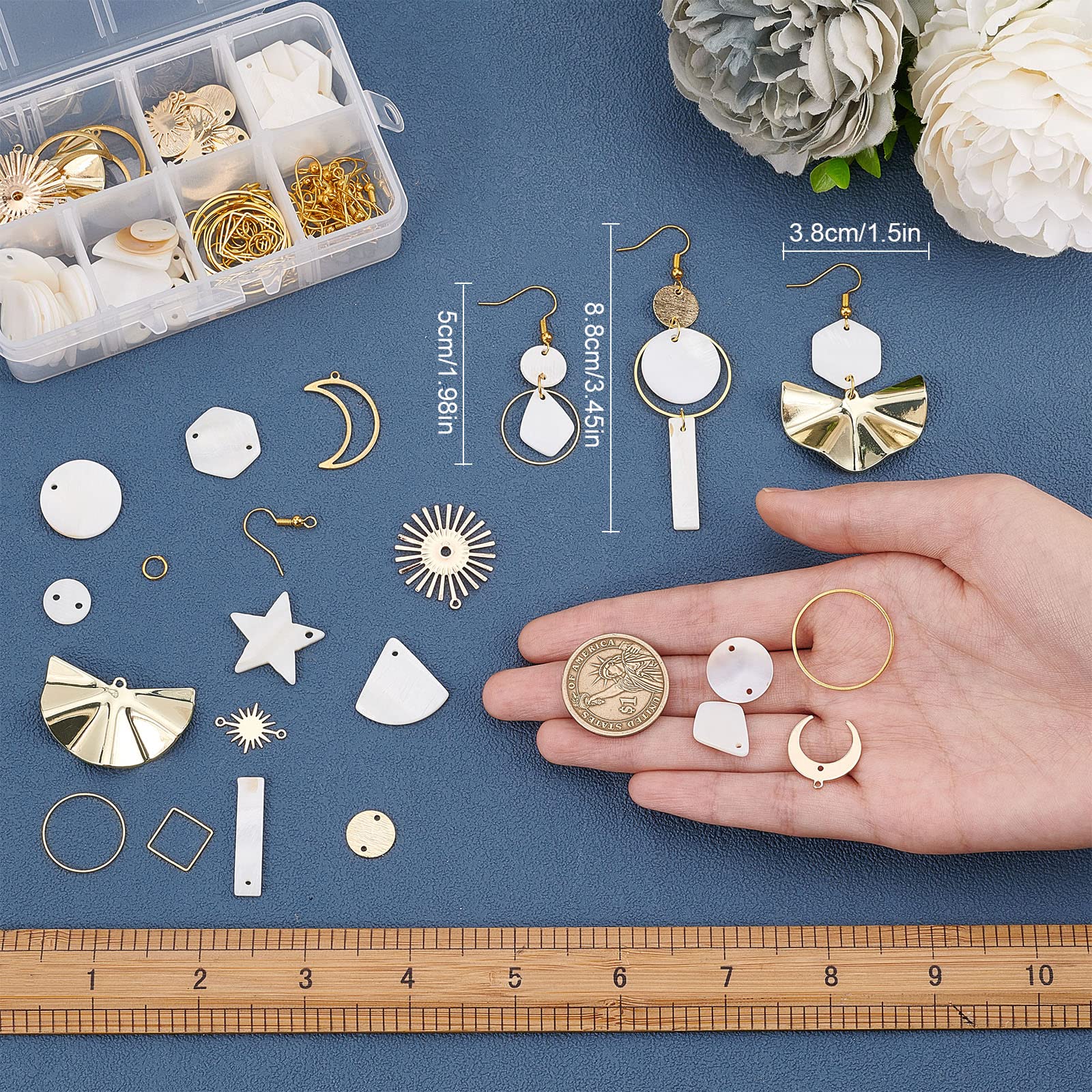Kit DIY Boucles D'Oreilles Géométriques - 10 Paires - Breloques Rondes En Métal - Démarrage Bijoux