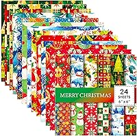 Vista 6 de 24 hojas de papel de desecho con temática navideña de 6 pulgadas, dibujos animados de una cara, Snowma, suministros para álbumes de recortes