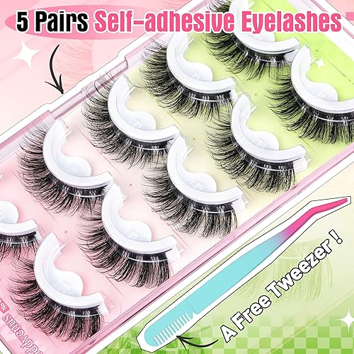 Miniatura 7 de Pestañas autoadhesivas, sin necesidad de pegamento, pestañas postizas de aspecto natural, extensiones de pestañas reutilizables, autoadhesivas,