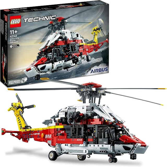 LEGO 42145 Technic Airbus H175 Rescue Helicopter, Educational Model Building Set for Kids, with Spinning Rotors and Motorised Features, Construction Toy